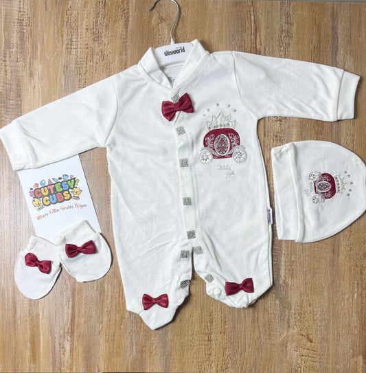 3 Pieces - Romper Set - Red Bow